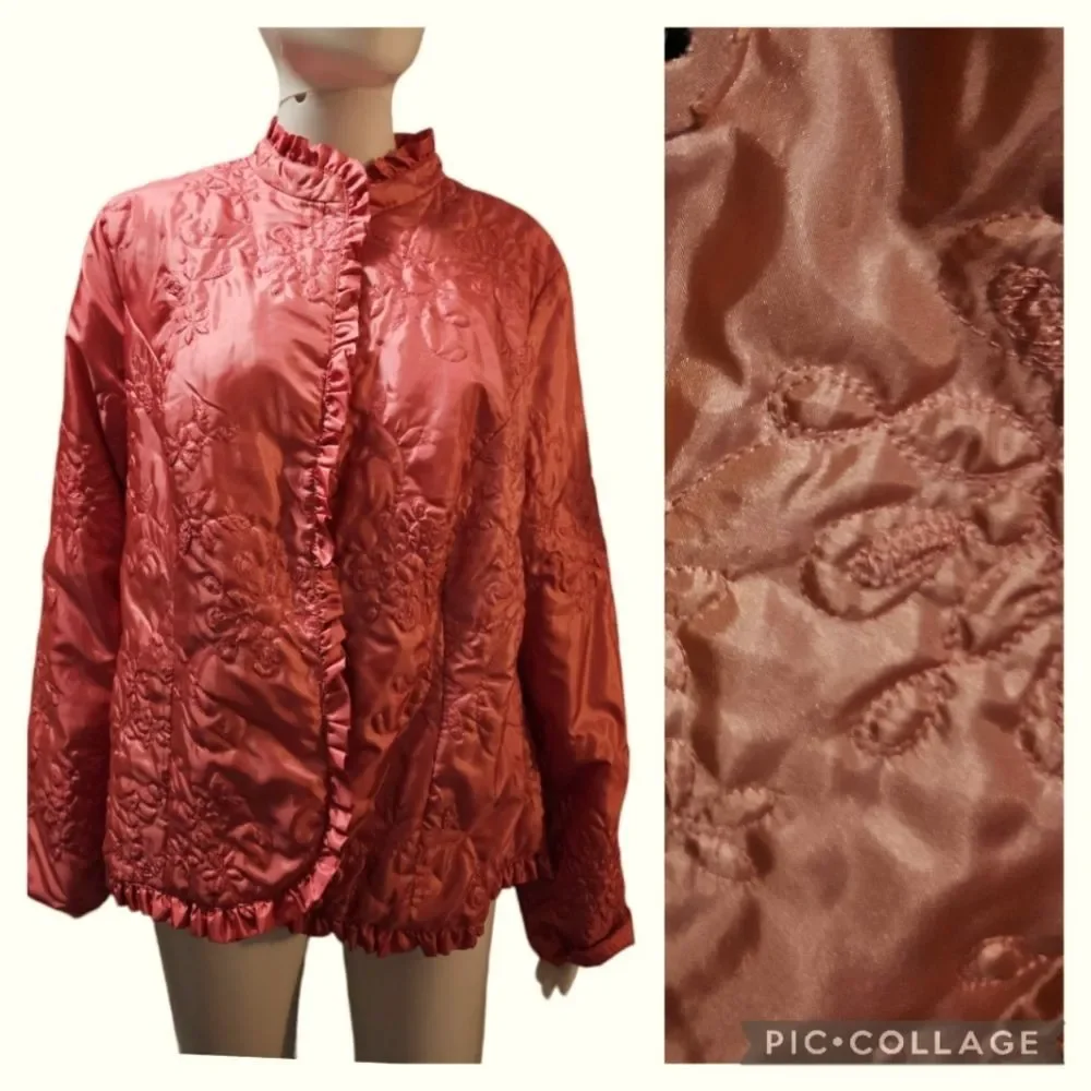 Chico's Salmon Pink Quilted Jacket